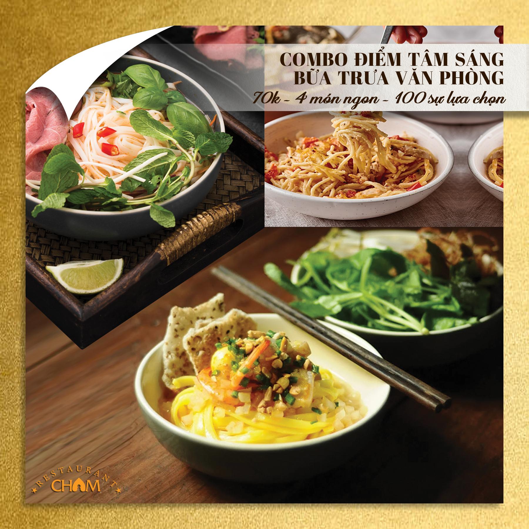 Menu đa dạng tại nhà hàng Cham